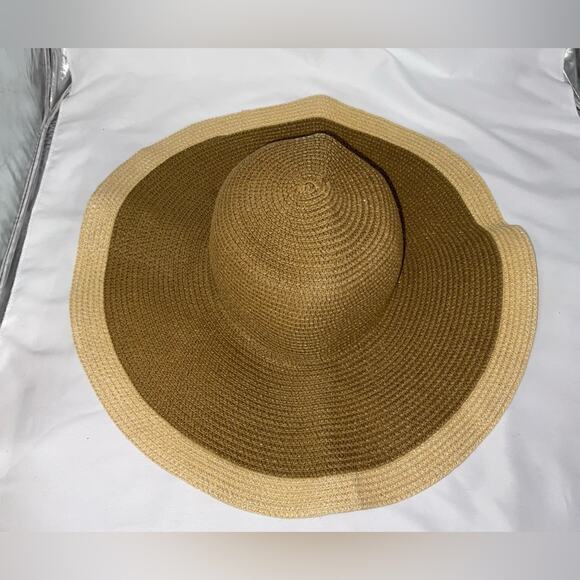 D&Y David & Young Paper Sun Hat Natural Color Brown Tan Cream Wide Brim One Size - Picture 1 of 5